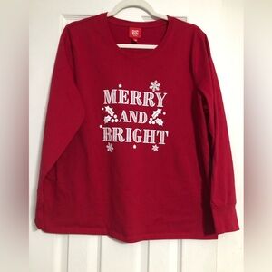 Family PJs from Macy’s Merry and bright red long sleeve shirt womens extra large